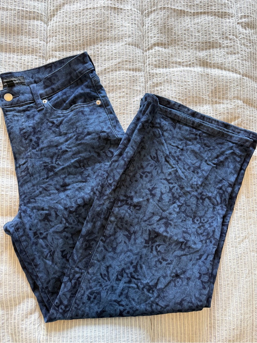 Banana Republic Blue Floral-Print Wide Leg Jeans